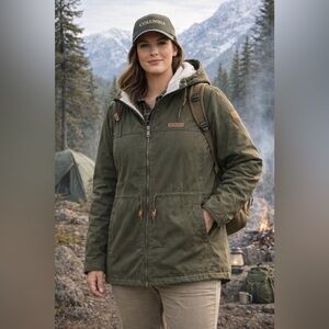 Columbia Chatfield Hill Sherpa  Lined Hooded Jacket | Olive Green Utility | 1X